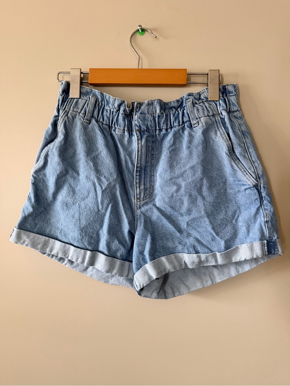 Garage - Women’s Light Wash Denim Paperbag Waist Shorts